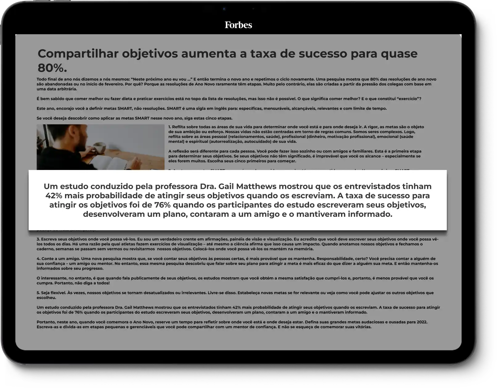 Compartilhar objetivos<br />aumenta a taxa de<br />sucesso para quase 80%